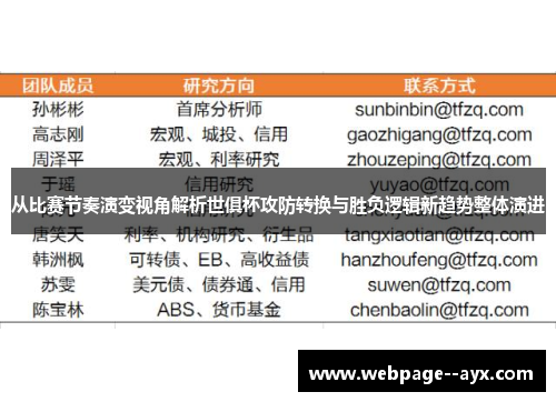 从比赛节奏演变视角解析世俱杯攻防转换与胜负逻辑新趋势整体演进